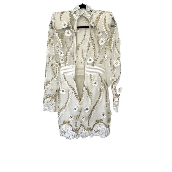 Zhivago Raise Your Hand Mini Dress Embroidered White Floral Embellished Size XS - Picture 8 of 14